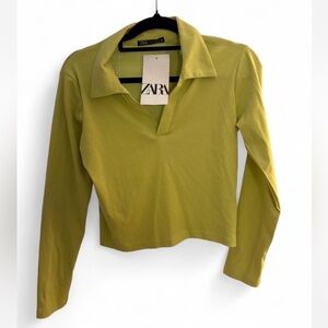 Zara Women's Long Sleeve Top in Olive Green